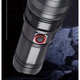 LED Taschenlampe wiederaufladbar USB-C 2000 Lumen Aluminium starker Strahl 800m verstellbarer Fokus - Schwarz