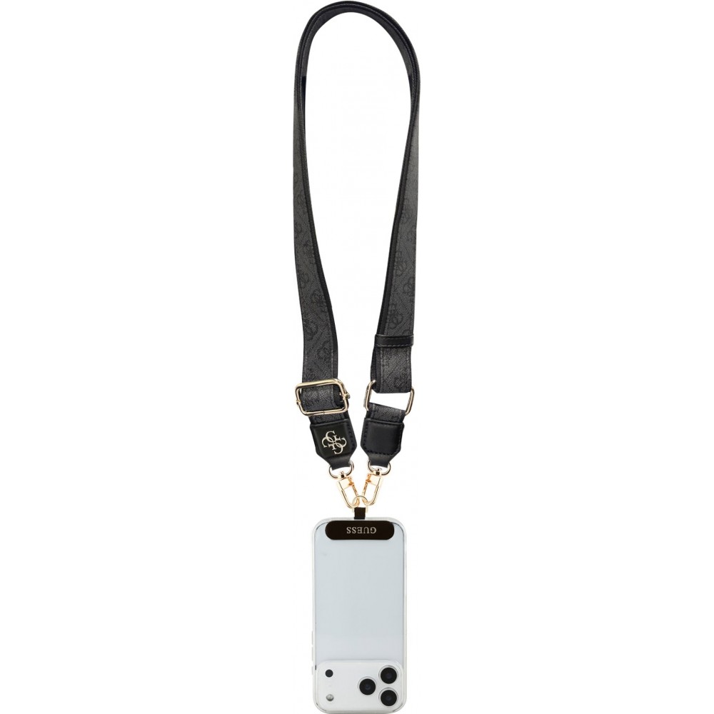 Guess 4G Universelle Crossbody Strap mit Metall-Logo aus PU (150cm) - Schwarz