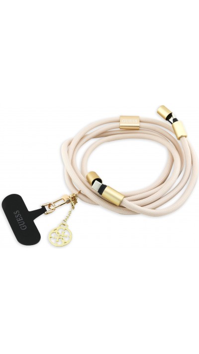 Guess 4G Smartphone Lanière mit integriertem USB-C Schnelllade-Kabel und Charm - Beige