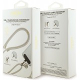 Lani&egrave;re Guess 4G pour smartphone avec c&acirc;ble USB-C int&eacute;gr&eacute; de charge rapide et charm - Beige