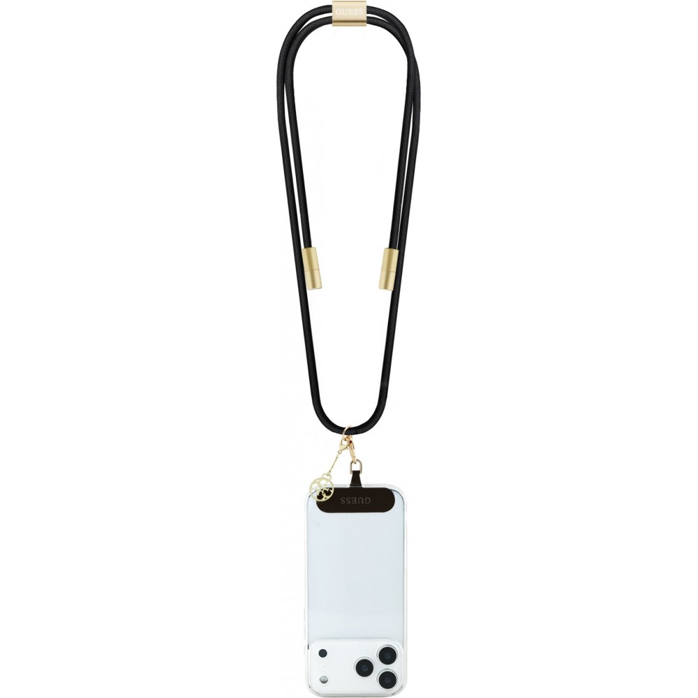 Guess 4G Smartphone Lani&egrave;re mit integriertem USB-C Schnelllade-Kabel und Charm - Schwarz