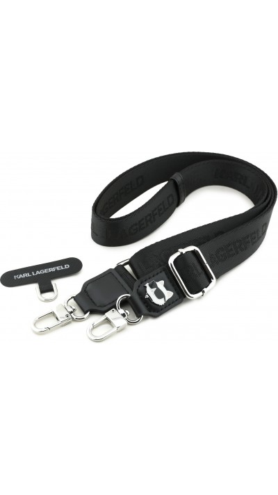 Universelle Karl Lagerfeld Schulterriemen mit stilvollem Choupette-Patch - Schwarz