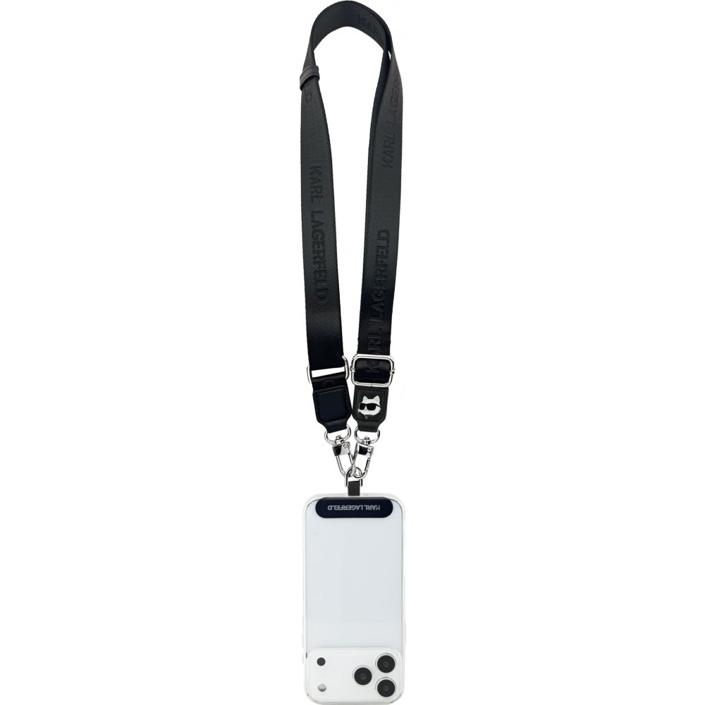 Universelle Karl Lagerfeld Schulterriemen mit stilvollem Choupette-Patch - Schwarz