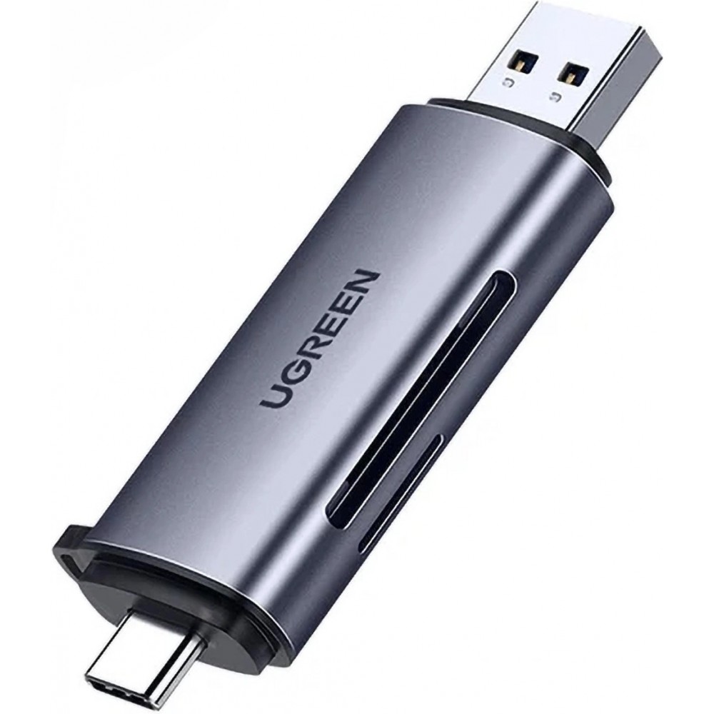 Ugreen 2-in-1 Kartenleser mit USB-C / USB-A 3.0 / SD-Karte / TF-Karte - Ultra-kompakt - Grau