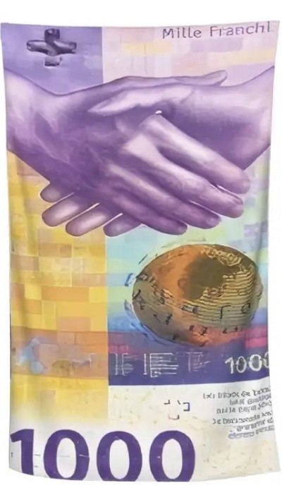 Leicht faltbares und tragbares Strandtuch mit 1000 Francs Motiv (130 x 150 cm) - Violett