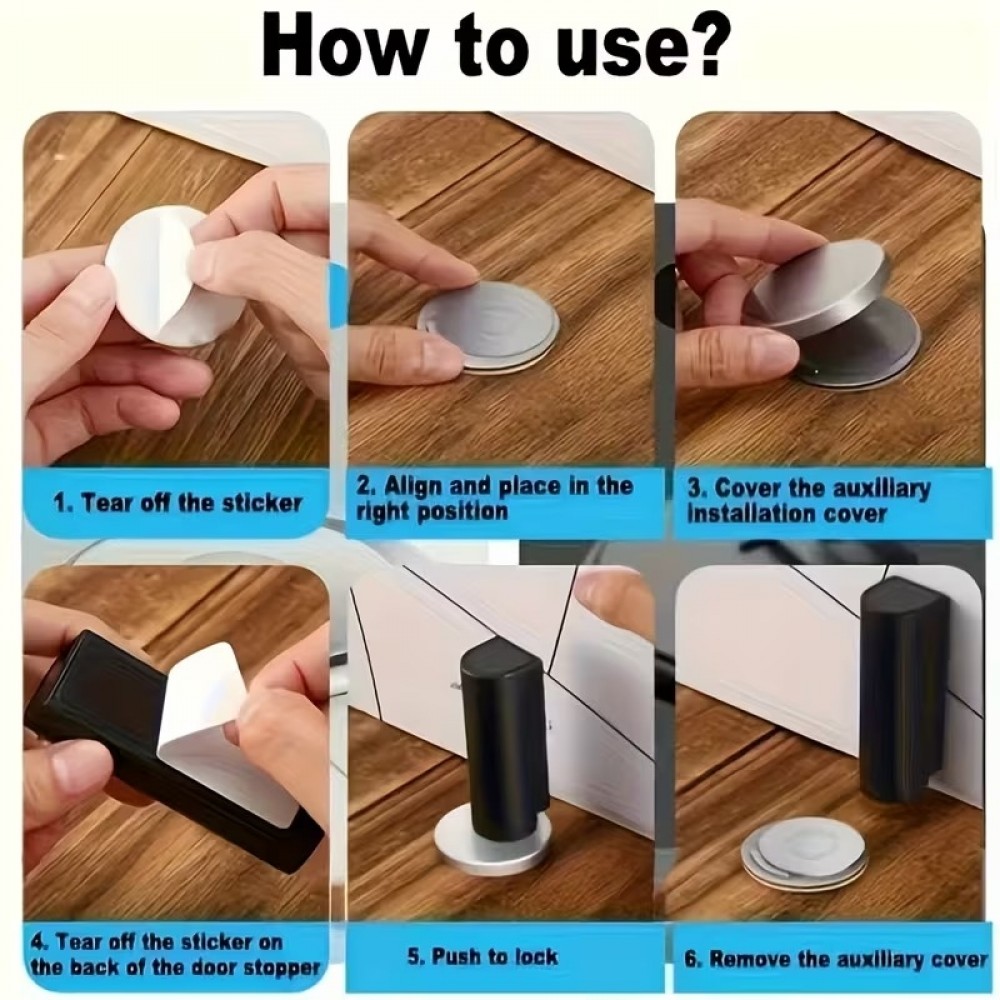 Lot de 2 but&eacute;es de porte magn&eacute;tiques sans per&ccedil;age fixation adh&eacute;sive antichoc protection s&eacute;curis&eacute;e - Blanc