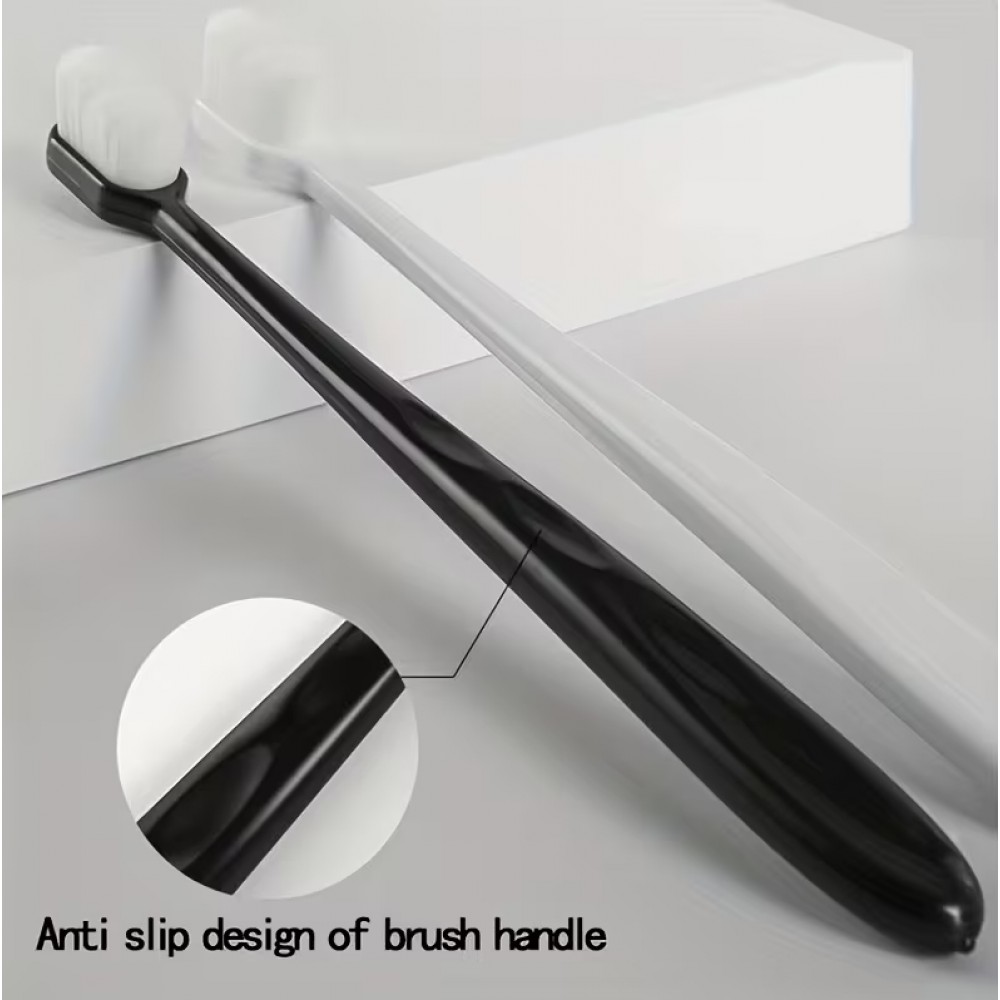 Lot de 4 brosses &agrave; dents ultra douces poils extra-souples pour dents et gencives sensibles nettoyage quotidien adulte (blanc et noir) - Blanc
