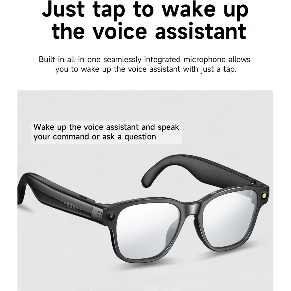 Intelligente Sonnenbrille mit 8 MP HD 4K Kamera, WIFI+Bluetooth Echtzeit&uuml;bertragung - Schwarz