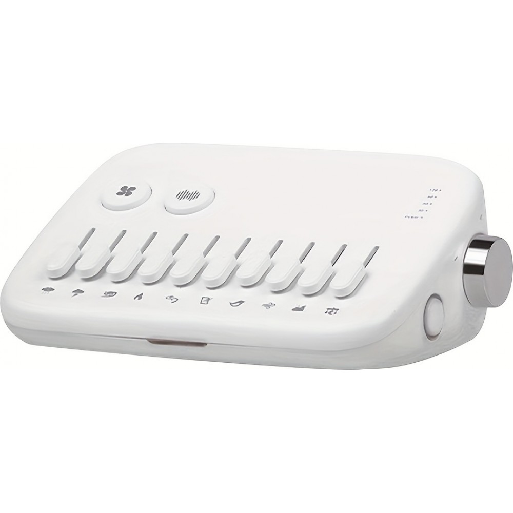 Premium moderne Wei&szlig;es Rauschmaschine mit 10 nat&uuml;rlichen beruhigenden Kl&auml;ngen zum Mischen und Timer (USB-C) - Weiss