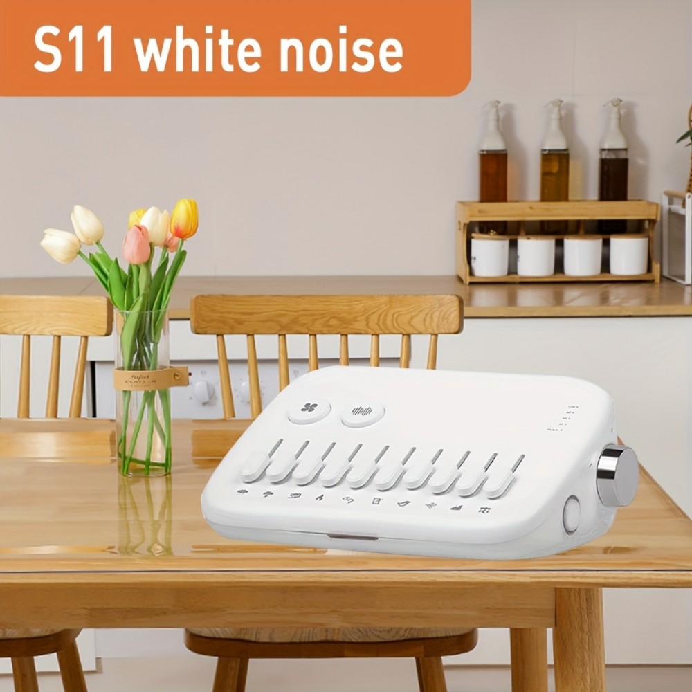 Premium moderne Wei&szlig;es Rauschmaschine mit 10 nat&uuml;rlichen beruhigenden Kl&auml;ngen zum Mischen und Timer (USB-C) - Weiss