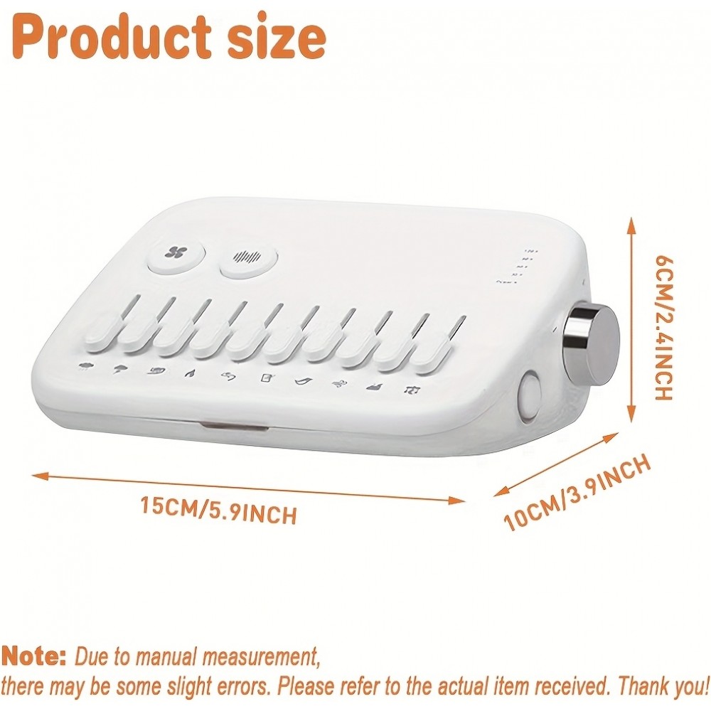 Premium moderne Wei&szlig;es Rauschmaschine mit 10 nat&uuml;rlichen beruhigenden Kl&auml;ngen zum Mischen und Timer (USB-C) - Weiss