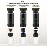 Portabler elektrischer USB-C Espressomaschine (Kapseln) mit 7500mA Batterie für Reisen - Schwarz