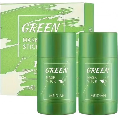 Masque visage stick thé vert purifiant Meidián soin anti-imperfections et nettoyant profond (Lot de 2) - Vert