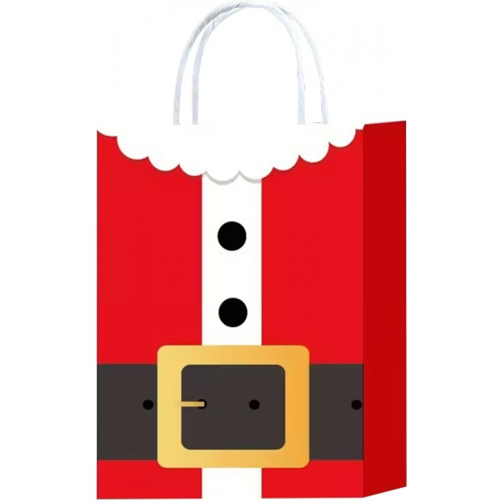 Mini sac cadeau papier P&egrave;re No&euml;l avec poign&eacute;e emballage festif pour No&euml;l et petits pr&eacute;sents (22cmx8cmx16cm) - Rouge