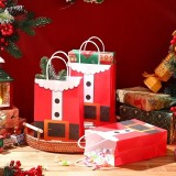 Mini sac cadeau papier P&egrave;re No&euml;l avec poign&eacute;e emballage festif pour No&euml;l et petits pr&eacute;sents (22cmx8cmx16cm) - Rouge