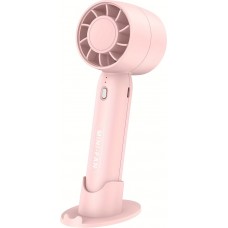 Mini USB Ventilator tragbar wiederaufladbar 3 Geschwindigkeiten mit Ständer - Rosa