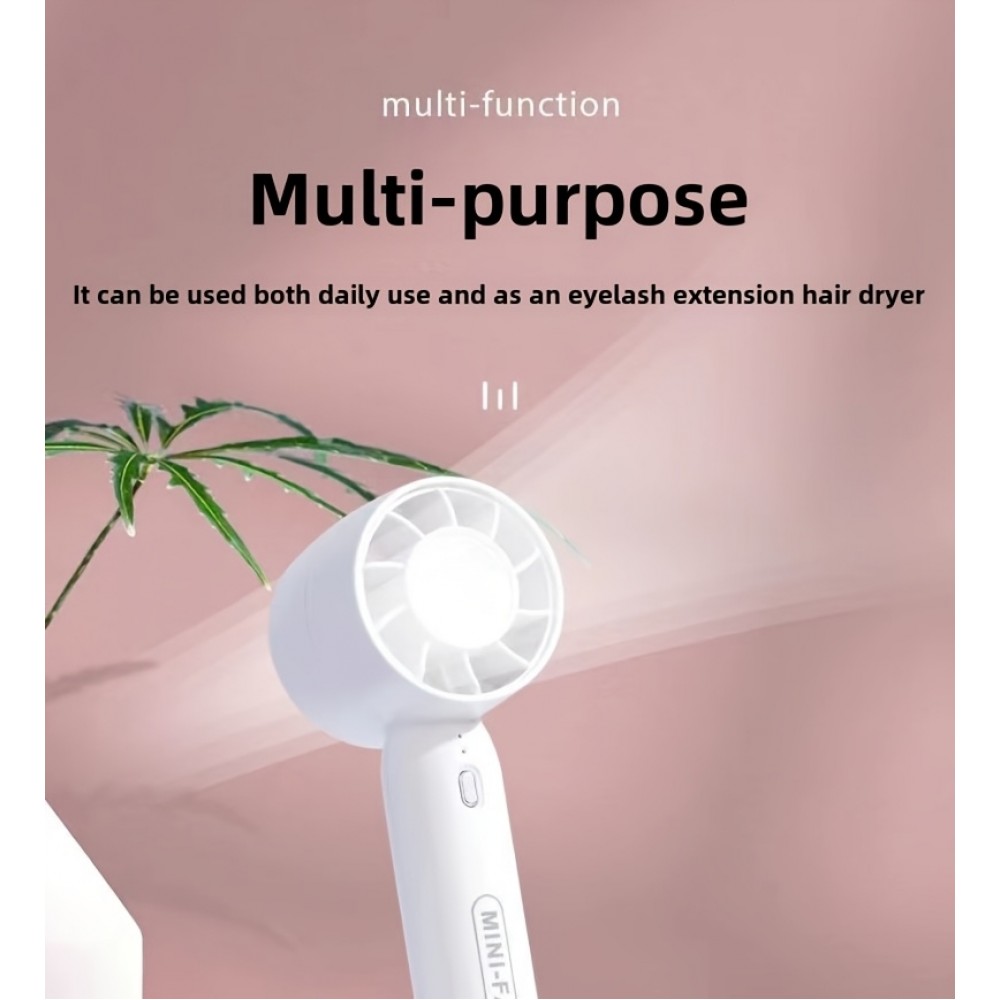 Mini USB Ventilator tragbar wiederaufladbar 3 Geschwindigkeiten mit Ständer - Rosa