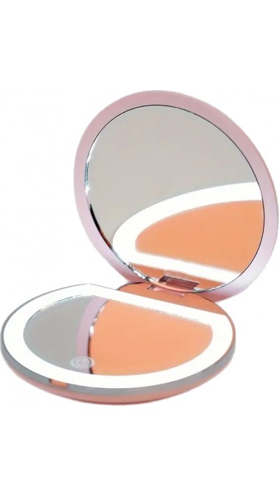 Reise-Spiegel faltbar mit integrierter LED-Beleuchtung für Make-up - Rosa