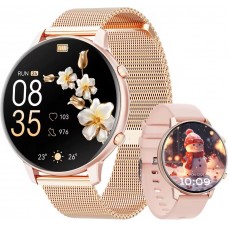 Smartwatch BT Call G25 Bluetooth 1.39 Zoll Display  wasserdicht Fitness Tracker Herzfrequenz Blutdruck Blutsauerstoff Schlaf&uuml;berwachung Stress- und Atemkontrolle - Rosa gold