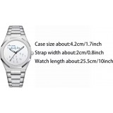 Minimalistische Uhr Who cares I'm already late (weisses Zifferblatt) 42 mm - Silber