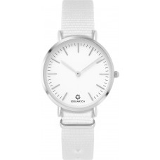 Montre Edelwatch 32 mm (Ladies) cadran argenté fond blanc (pile non incluse) - Bracelet blanc