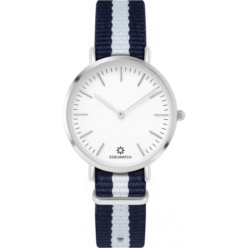 Edelwatch Uhr 32 mm (Ladies) Silver Zifferblatt Weiss (Batterie nicht enthalten) - Blau / Weiss
