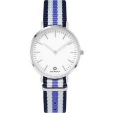 Montre Edelwatch 32 mm (Ladies) cadran argenté fond blanc (pile non incluse) - Bracelet bleu / /blanc / violet