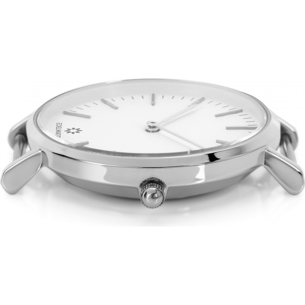 Montre Edelwatch 32 mm (Ladies) cadran argenté fond blanc (pile non incluse) - Bracelet bleu / /blanc / violet