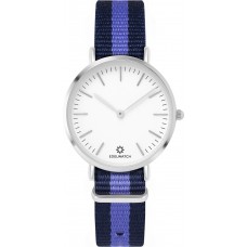 Montre Edelwatch 32 mm (Ladies) cadran argenté fond blanc (pile non incluse) - Bracelet bleu / violet