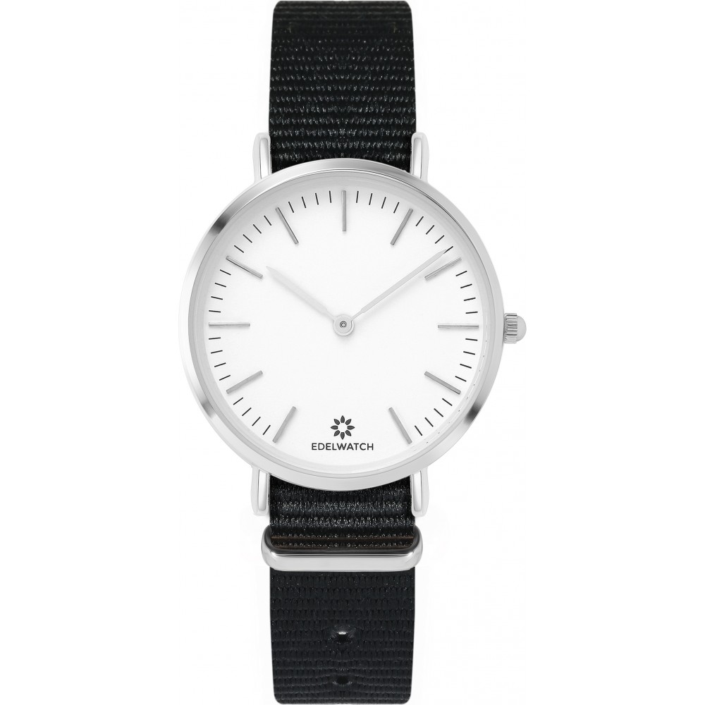 Edelwatch Uhr 32 mm (Ladies) Silver Zifferblatt Weiss (Batterie nicht enthalten) - Schwarz