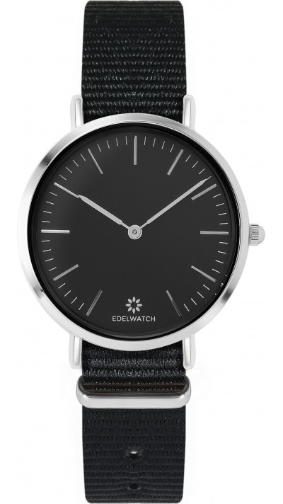 Edelwatch Uhr 32 mm (Ladies) Silver Zifferblatt Schwarz (Batterie nicht enthalten) - Schwarz Armband