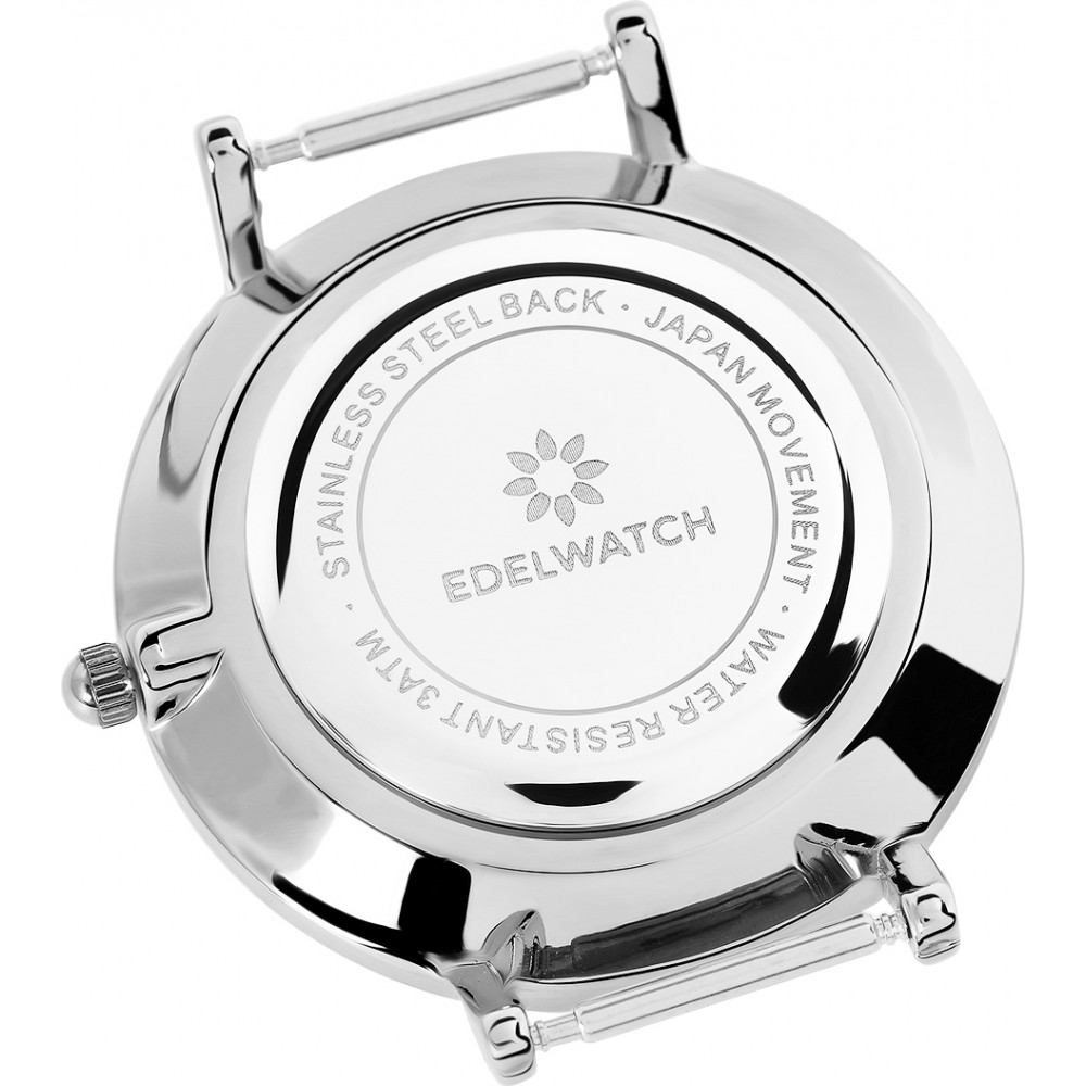 Montre Edelwatch 32 mm (Ladies) cadran argenté fond noir (pile non incluse) - Bracelet noir