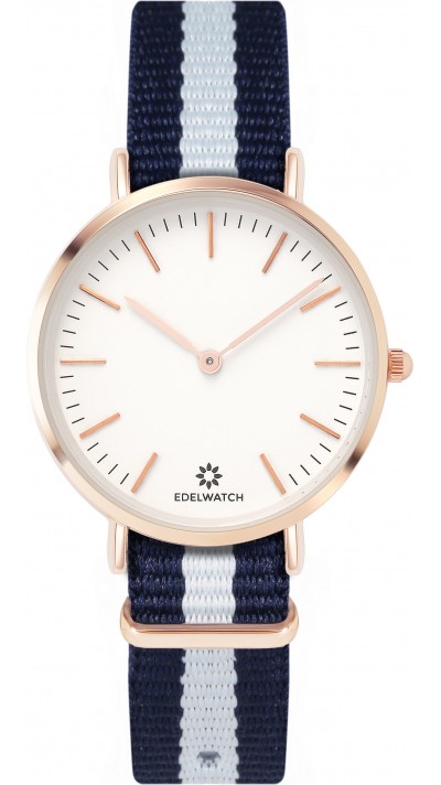Edelwatch Uhr 32 mm (Ladies) Gold Zifferblatt Weiss (Batterie nicht enthalten) - Blau / Weiss
