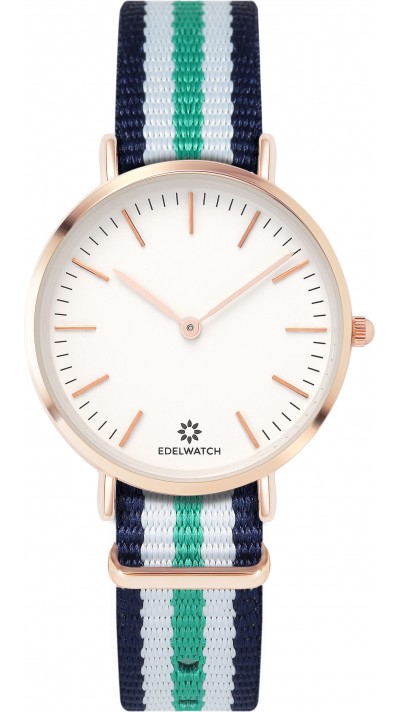 Edelwatch Uhr 32 mm (Ladies) Gold Zifferblatt Weiss (Batterie nicht enthalten) - Blau / Weiss / Grün