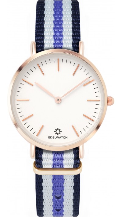 Edelwatch Uhr 32 mm (Ladies) Gold Zifferblatt Weiss (Batterie nicht enthalten) - Blau / Weiss / Violett Armband