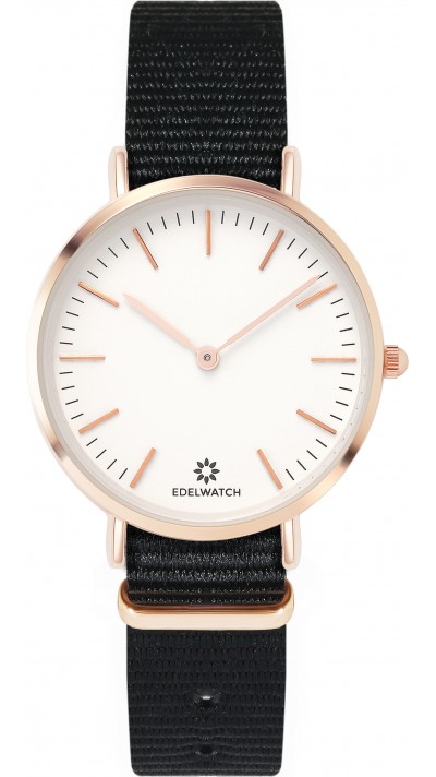 Edelwatch Uhr 32 mm (Ladies) Gold Zifferblatt Weiss (Batterie nicht enthalten) - Schwarz