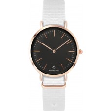 Montre Edelwatch 32 mm (Ladies) cadran doré fond noir (pile non incluse) - Bracelet blanc
