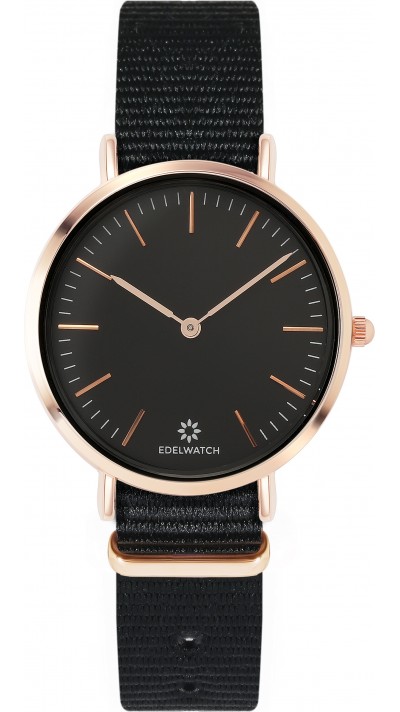 Edelwatch Uhr 32 mm (Ladies) Gold Zifferblatt Schwarz (Batterie nicht enthalten) - Schwarz Armband