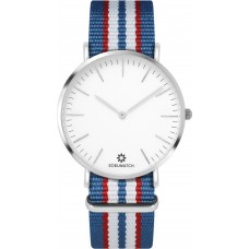 Montre Edelwatch 41 mm (Men) cadran argenté fond blanc (pile non incluse) - Bracelet bleu clair / rouge / blanc