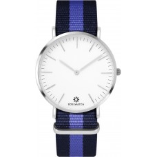 Montre Edelwatch 41 mm (Men) cadran argenté fond blanc (pile non incluse) - Bracelet bleu / violet