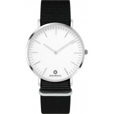 Montre Edelwatch 41 mm (Men) cadran argenté fond blanc (pile non incluse) - Bracelet noir