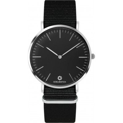 Edelwatch Uhr 41 mm (Men) Silver Zifferblatt Schwarz (Batterie nicht enthalten) - Schwarz Armband