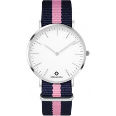 Montre Edelwatch 41 mm (Men) cadran argentée fond blanc (pile non incluse) - Bracelet bleu / rose
