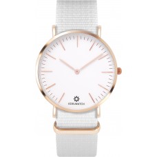 Montre Edelwatch 41 mm (Men) cadran doré fond blanc (pile non incluse) - Bracelet blanc