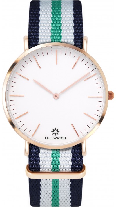 Edelwatch Uhr 41 mm (Men) Gold Zifferblatt Weiss (Batterie nicht enthalten) - Blau / Weiss / Grün