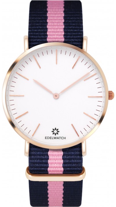 Edelwatch Uhr 41 mm (Men) Gold Zifferblatt Weiss (Batterie nicht enthalten) - Blau / Rosa