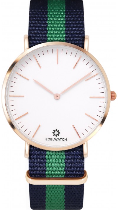 Edelwatch Uhr 41 mm (Men) Gold Zifferblatt Weiss (Batterie nicht enthalten) - Blau / Grün