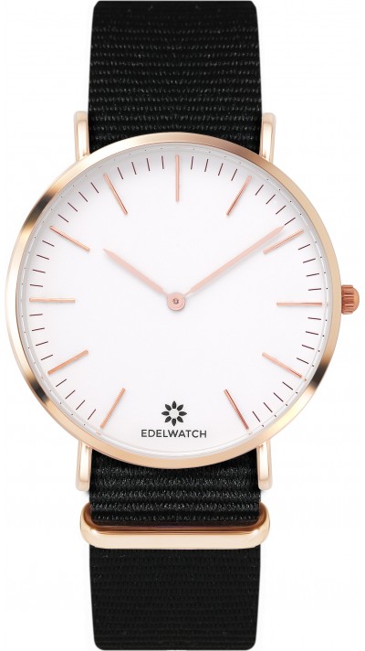 Edelwatch Uhr 41 mm (Men) Gold Zifferblatt Weiss (Batterie nicht enthalten) - Schwarz