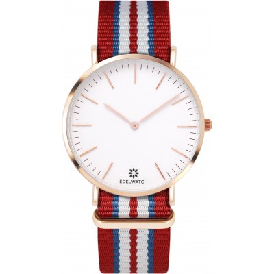 Edelwatch Uhr 41 mm (Men) Gold Zifferblatt Weiss (Batterie nicht enthalten) - Rot / Blau / Weiss