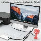 USB-A Mehrfachsteckdose mit 4x USB-A Anschlüssen und 30 cm Kabel Mehrfachladehub - Grau